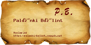 Palánki Bálint névjegykártya